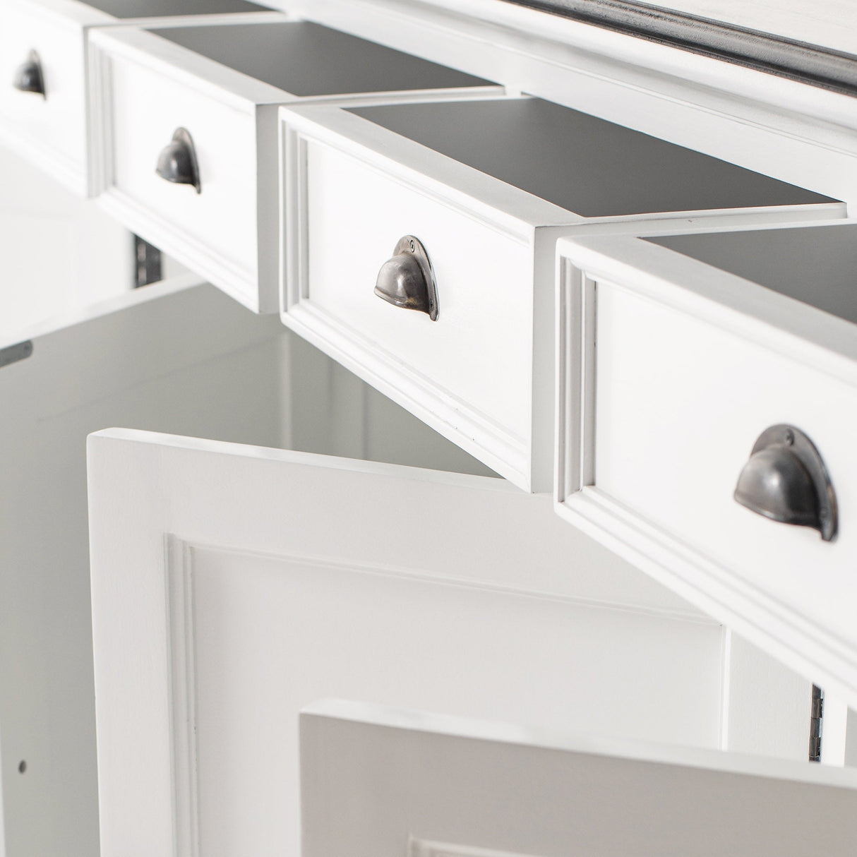 NovaSolo Halifax Contrast Buffet – Solid Mahogany White Base with Black Top