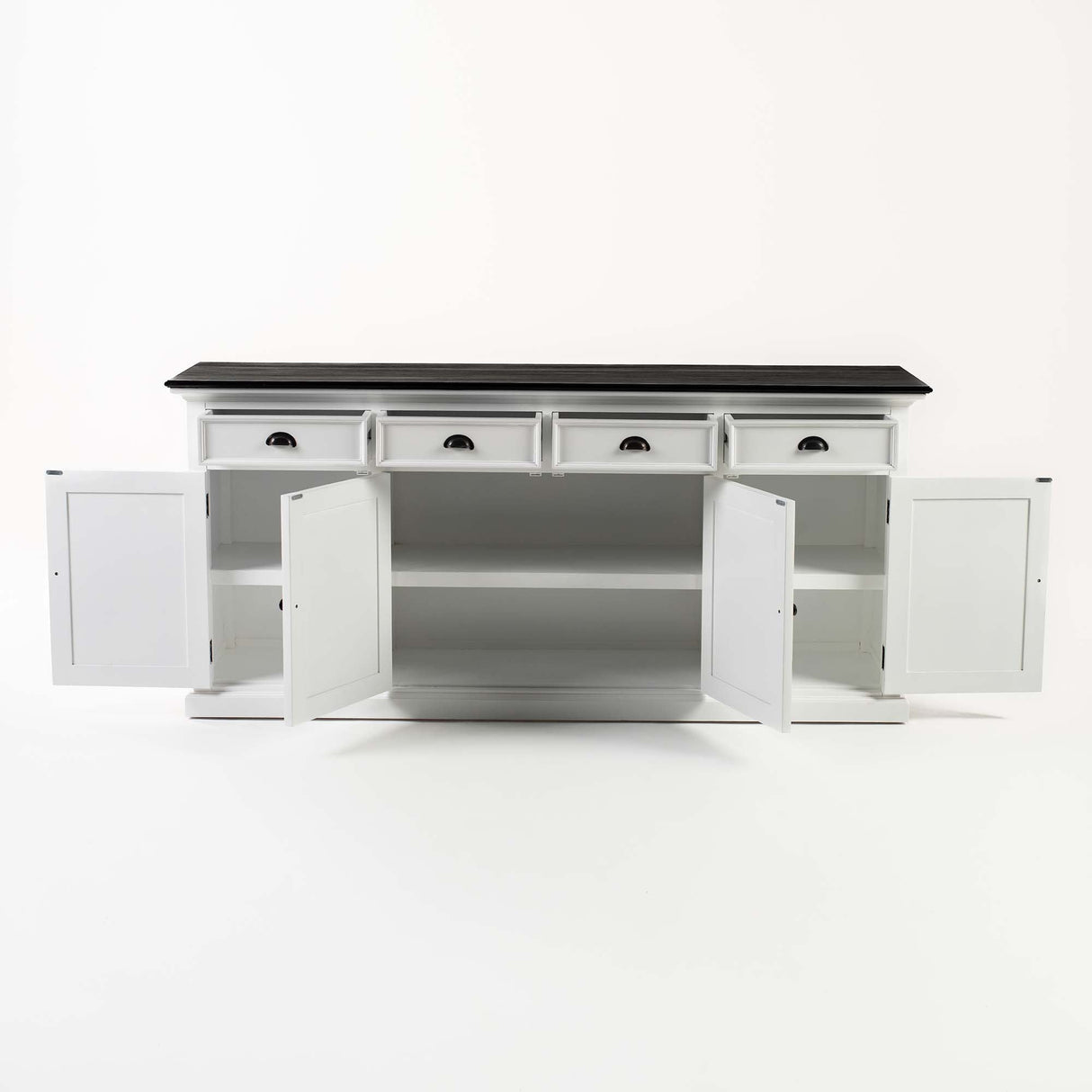 NovaSolo Halifax Contrast Buffet – Solid Mahogany White Base with Black Top