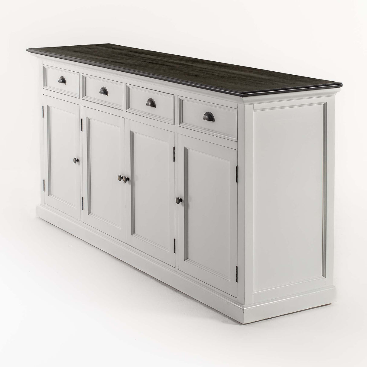 NovaSolo Halifax Contrast Buffet – Solid Mahogany White Base with Black Top
