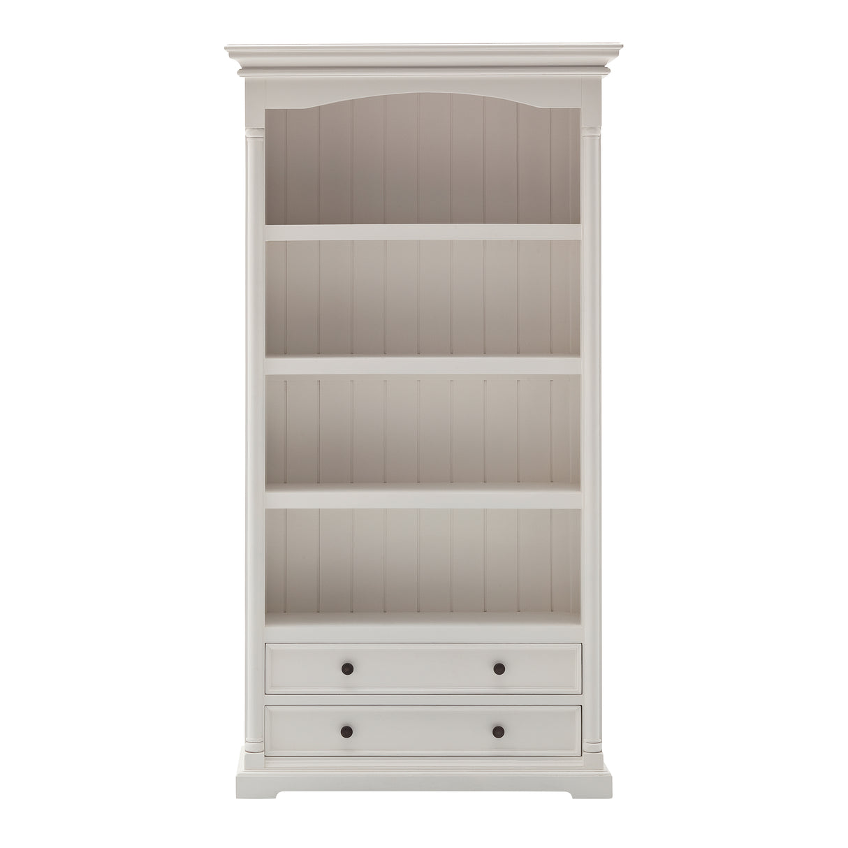 NovaSolo Provence Classic White Solid Mahogany Bookcase with Drawers
