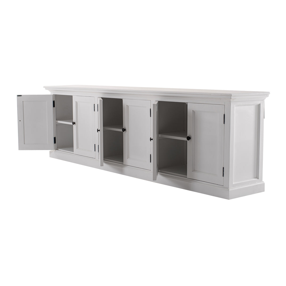 NovaSolo Halifax Triple-Bay Hutch Bookcase – Classic White Solid Mahogany Hutch Cabinet
