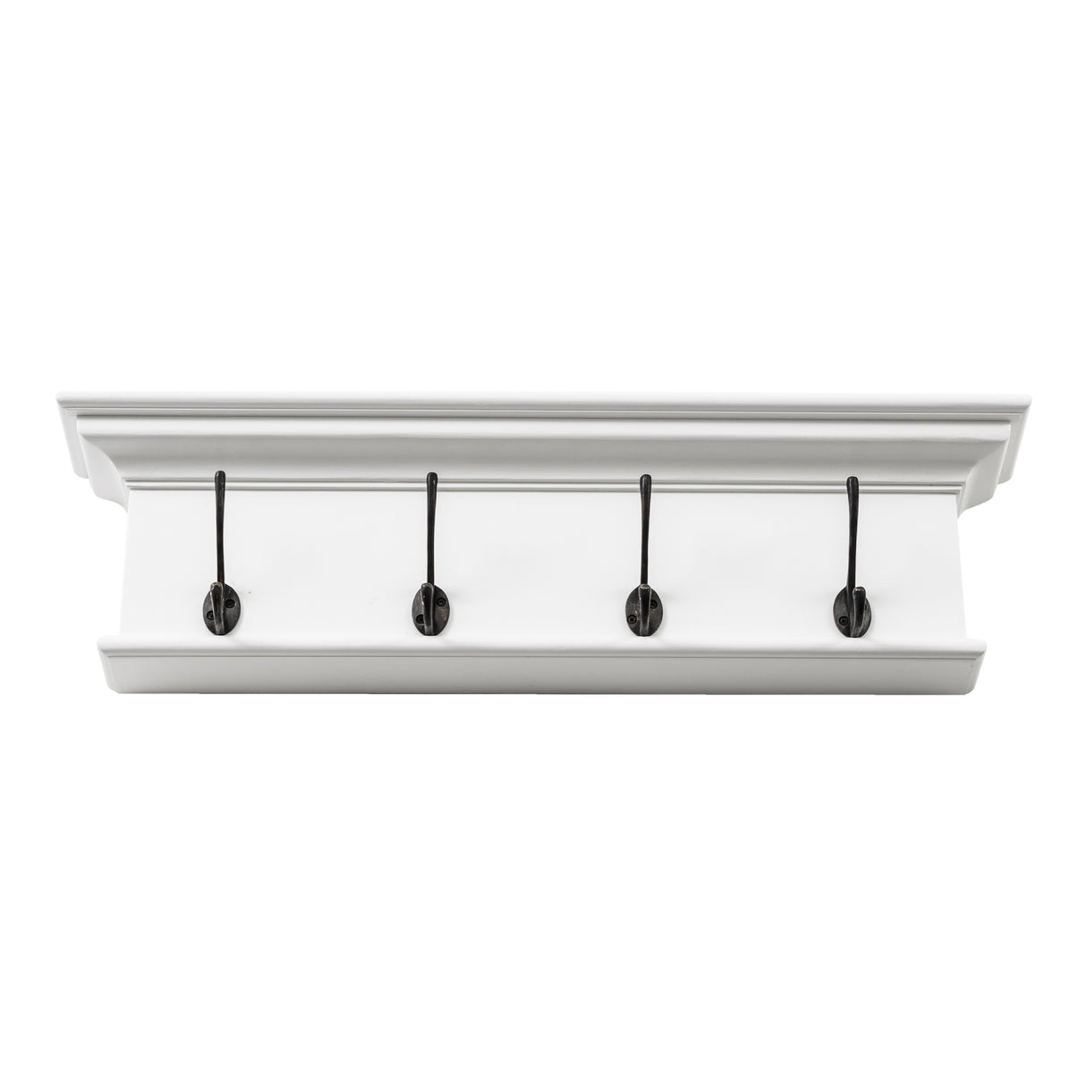 NovaSolo Halifax 4-Hook Coat Rack Wall Unit with Shelf – Classic White