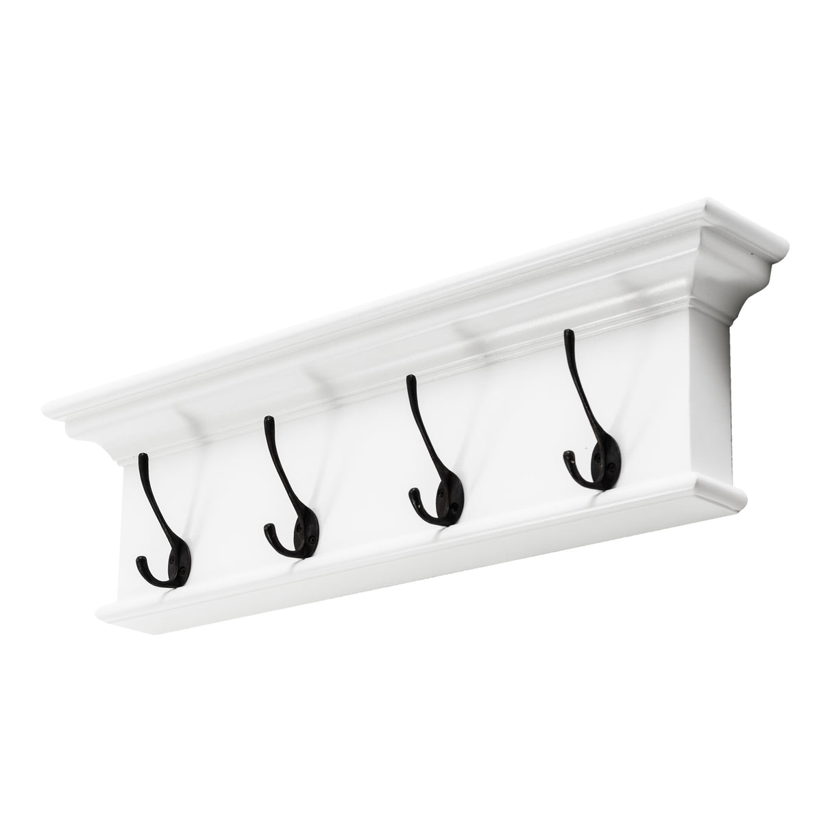 NovaSolo Halifax 4-Hook Coat Rack Wall Unit with Shelf – Classic White