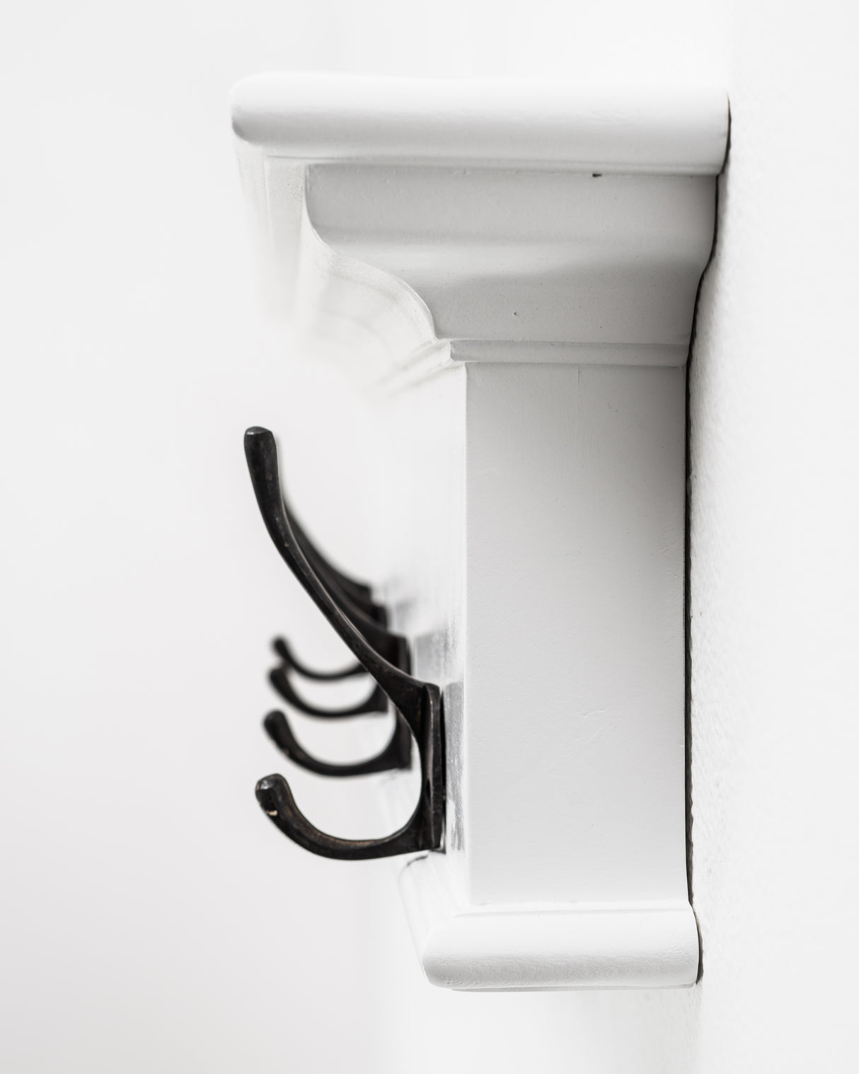 NovaSolo Halifax 4-Hook Coat Rack Wall Unit with Shelf – Classic White