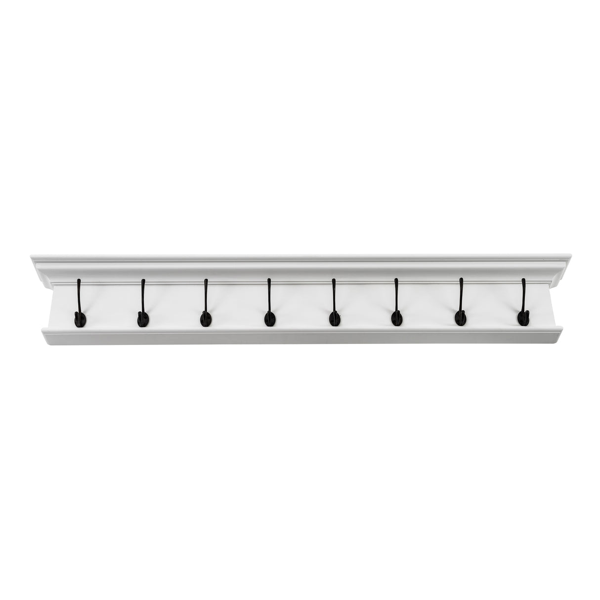 NovaSolo Halifax 8-Hook Wall Coat Rack with Shelf - Classic White