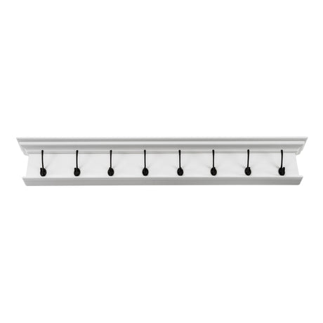 NovaSolo Halifax 8-Hook Wall Coat Rack with Shelf - Classic White