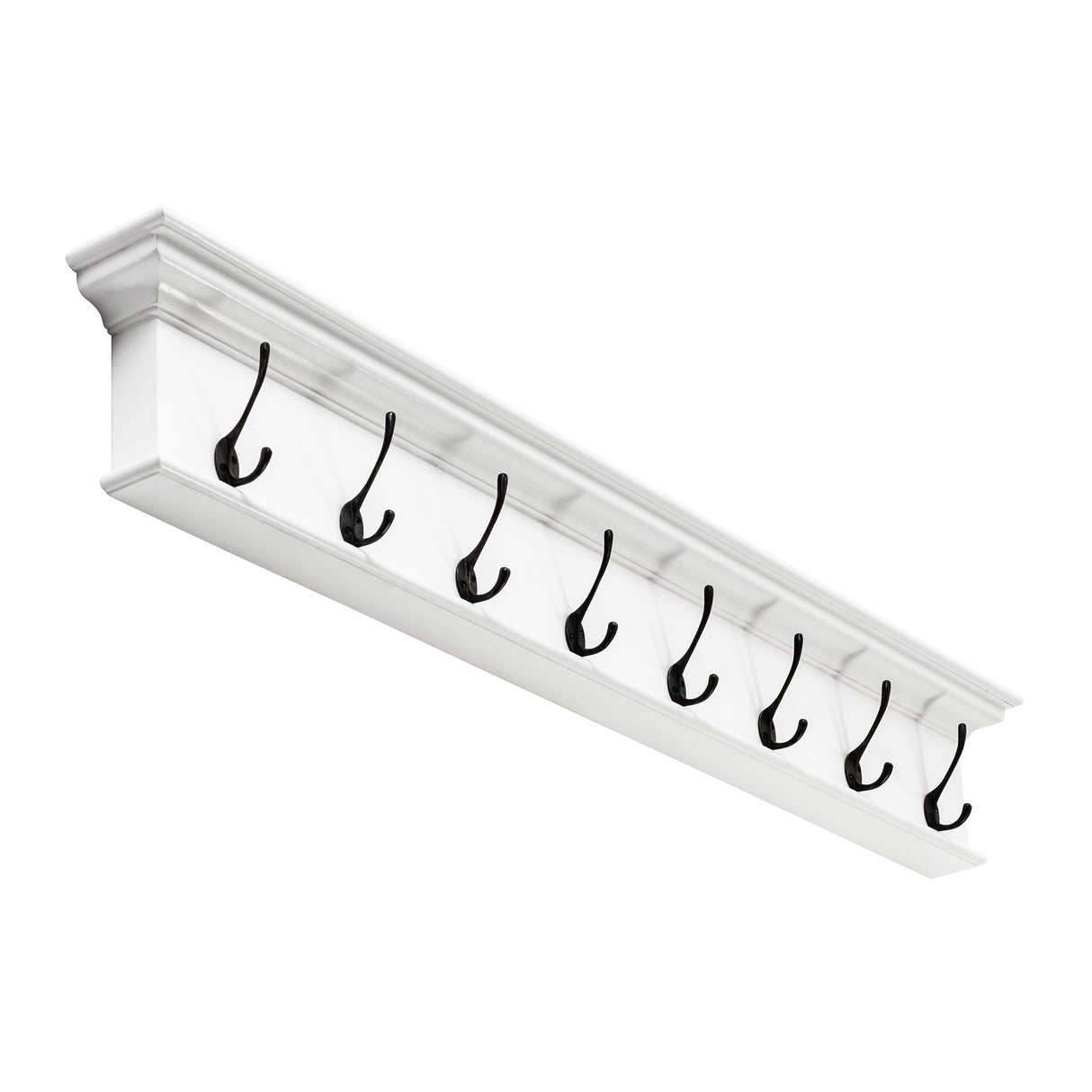NovaSolo Halifax 8-Hook Wall Coat Rack with Shelf - Classic White