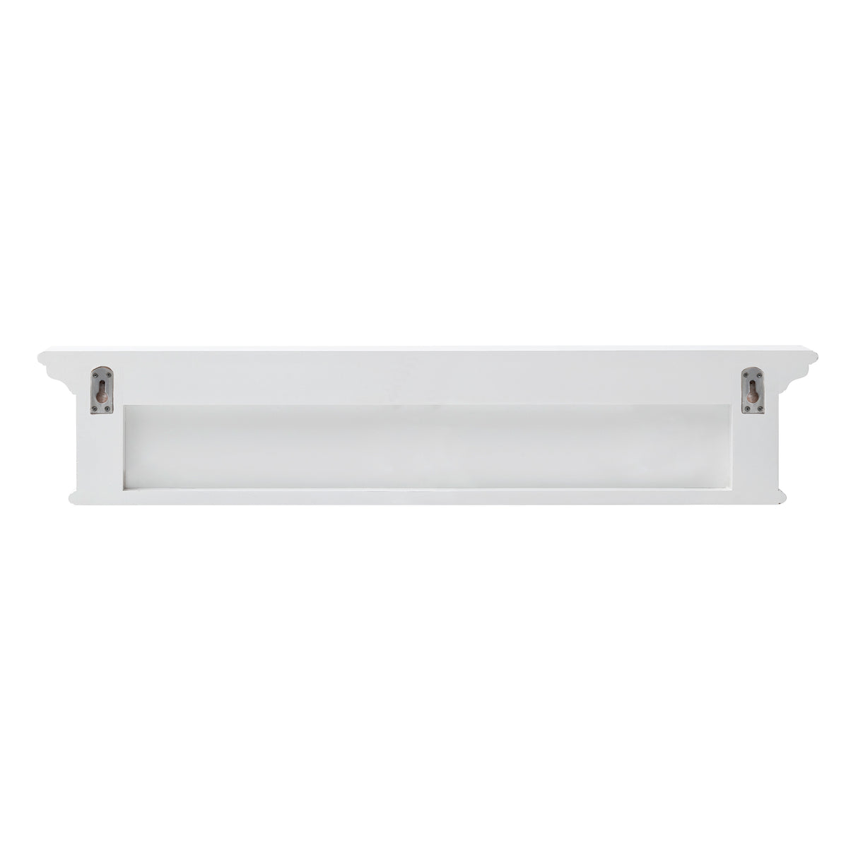 NovaSolo Halifax Wall Coat Rack with Shelf & 6 Brass Hooks - Classic White