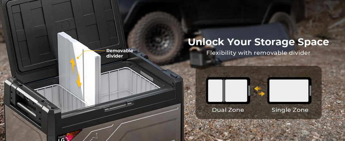 BougeRV Rocky 69QT Dual Zone 12V Portable Fridge