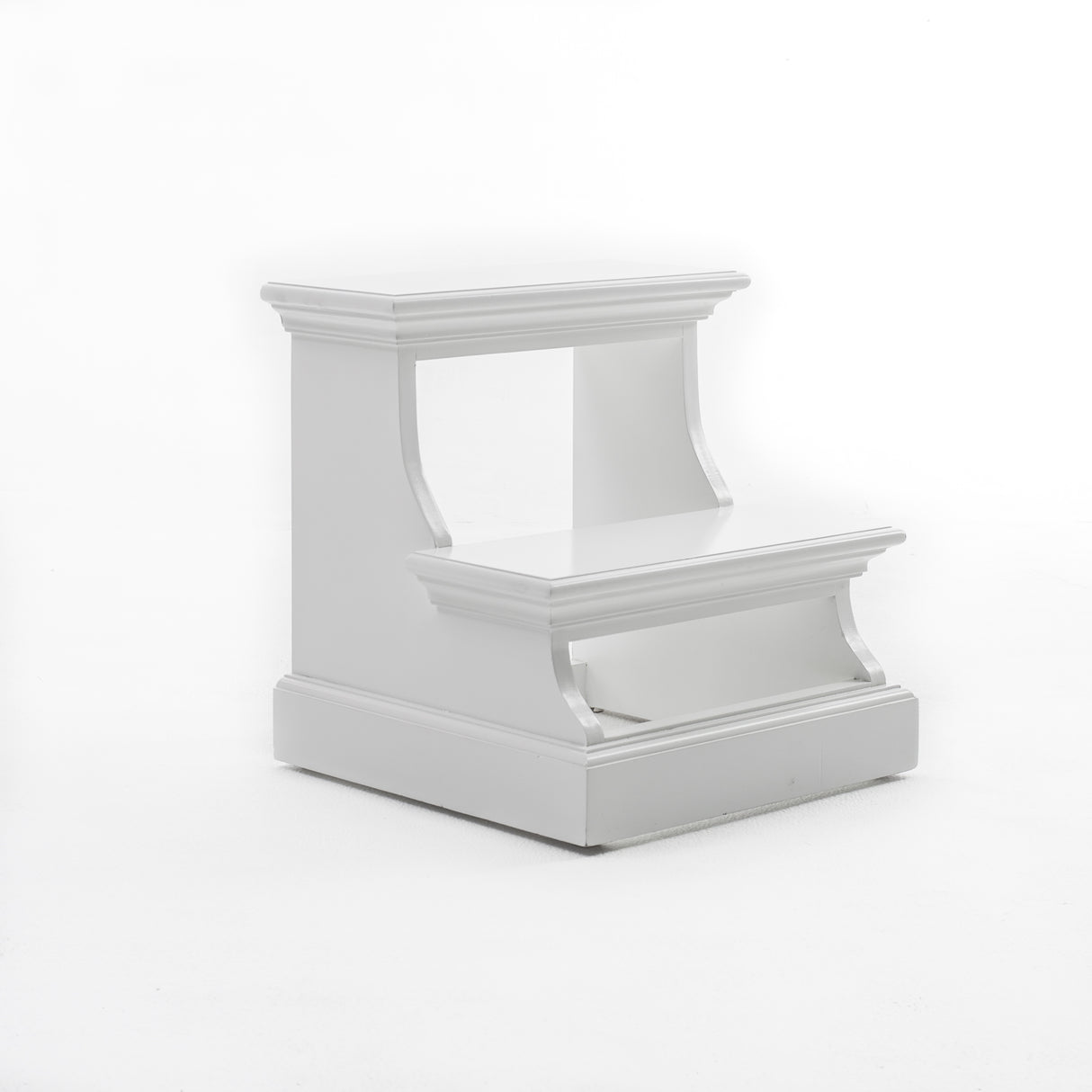 NovaSolo Halifax Bed Step Stool – Solid Mahogany, Classic White Finish
