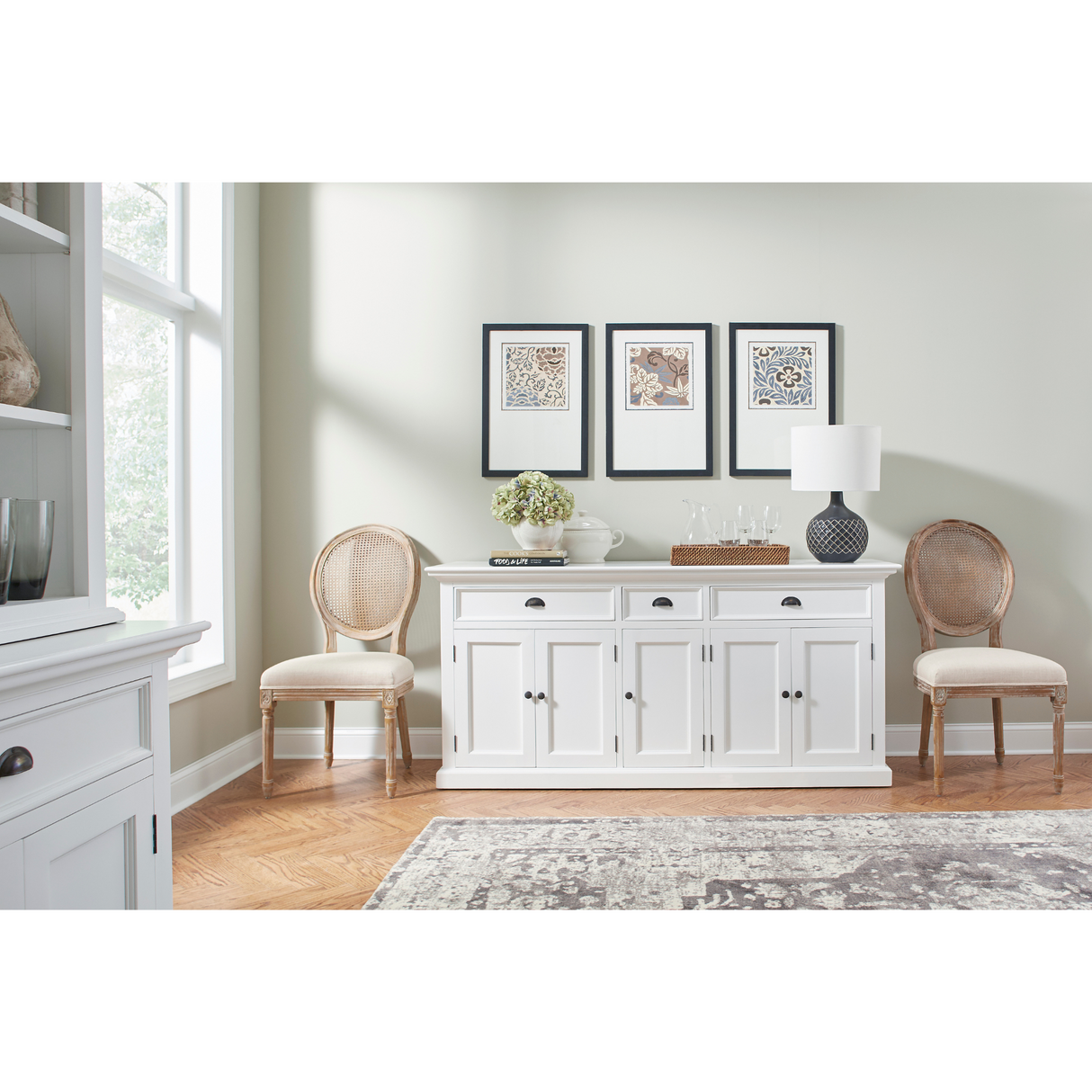 NovaSolo Halifax Buffet with 3 Drawers & 5 Doors – Classic White