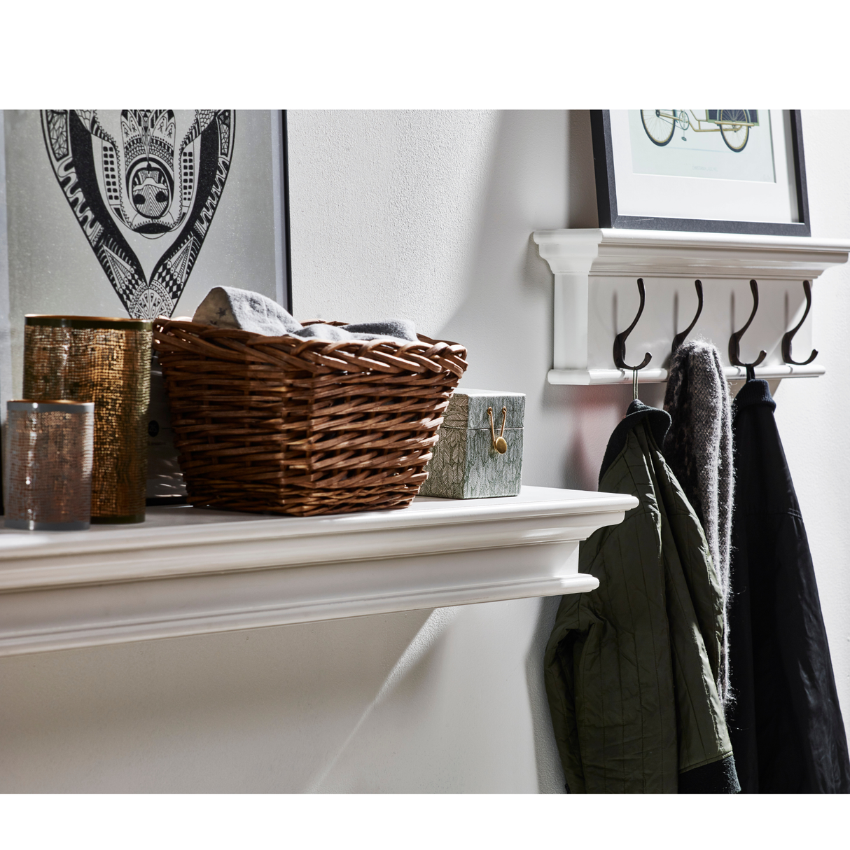 NovaSolo Halifax Floating Wall Shelf, Long – Classic White