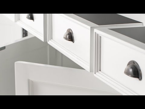 NovaSolo Halifax Contrast Buffet – Solid Mahogany White Base with Black Top