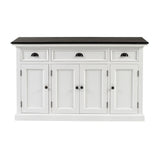 NovaSolo Halifax Contrast Buffet – 4 Doors, 3 Drawers, Solid Mahogany in White & Black Finish