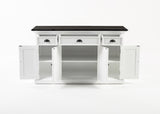 NovaSolo Halifax Contrast Buffet – 4 Doors, 3 Drawers, Solid Mahogany in White & Black Finish