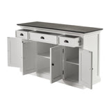 NovaSolo Halifax Contrast Buffet – 4 Doors, 3 Drawers, Solid Mahogany in White & Black Finish