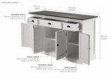 NovaSolo Halifax Contrast Buffet – 4 Doors, 3 Drawers, Solid Mahogany in White & Black Finish
