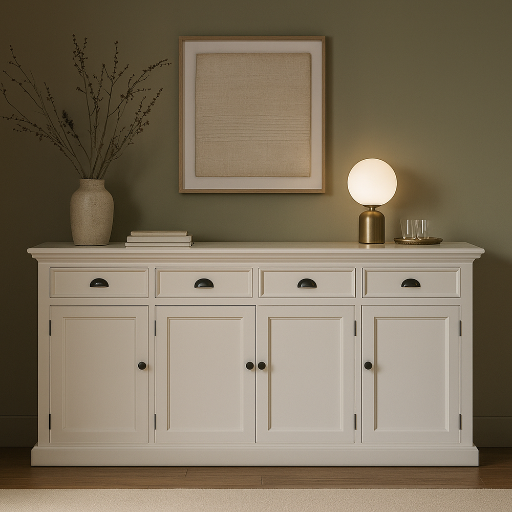 NovaSolo Halifax Buffet with 4 Drawers & 4 Doors – Classic White