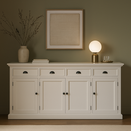 NovaSolo Halifax Buffet with 4 Drawers & 4 Doors – Classic White
