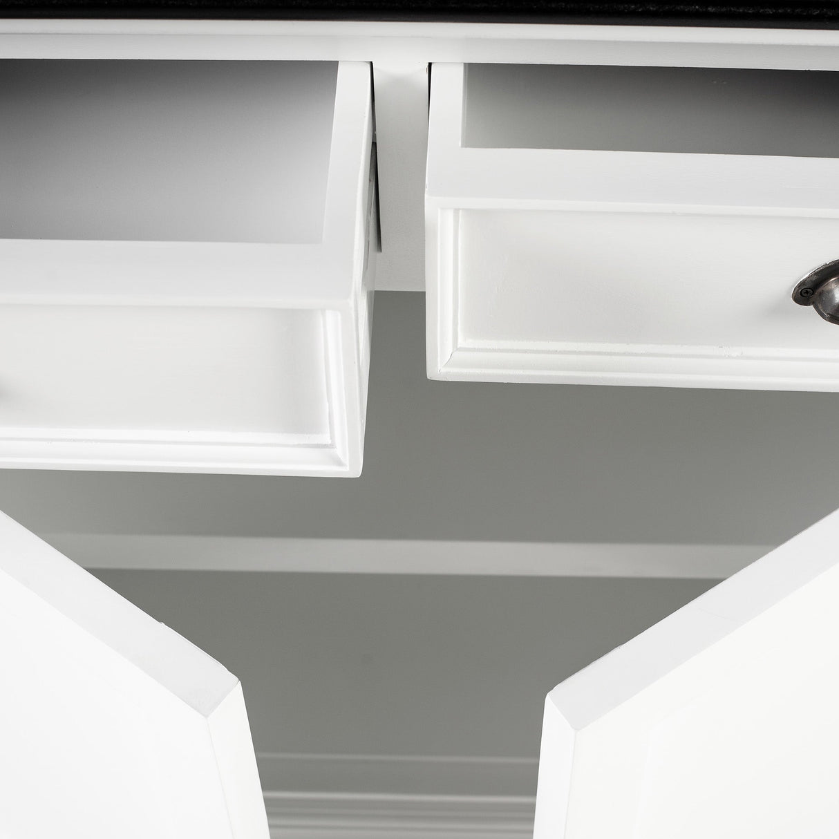 NovaSolo Halifax Contrast Buffet – Solid Mahogany White Base with Black Top