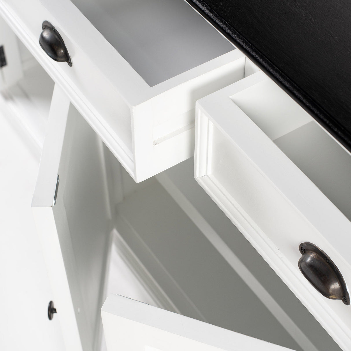 NovaSolo Halifax Contrast Buffet – Solid Mahogany White Base with Black Top