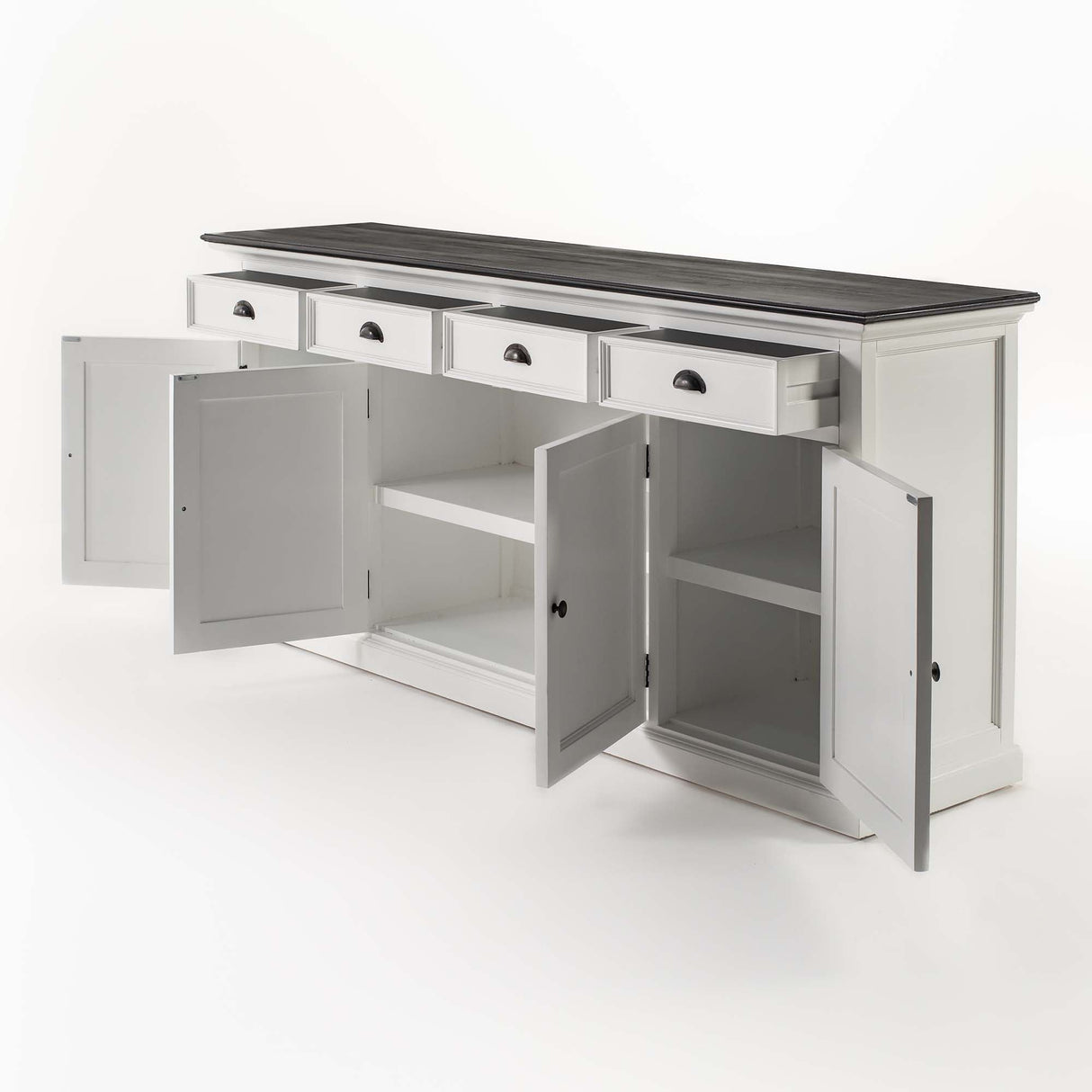 NovaSolo Halifax Contrast Buffet – Solid Mahogany White Base with Black Top