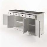 NovaSolo Halifax Contrast Buffet – Solid Mahogany White Base with Black Top
