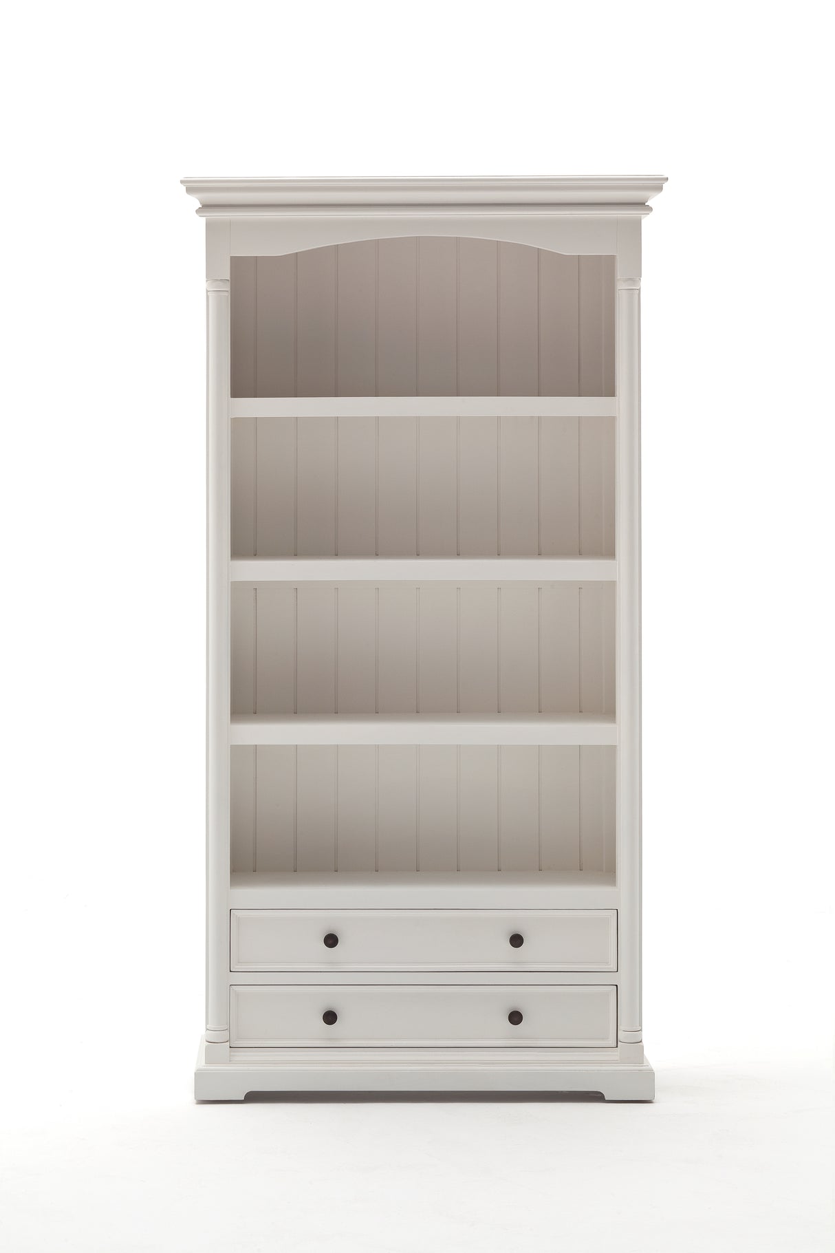 NovaSolo Provence Classic White Solid Mahogany Bookcase with Drawers