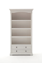 NovaSolo Provence Classic White Solid Mahogany Bookcase with Drawers