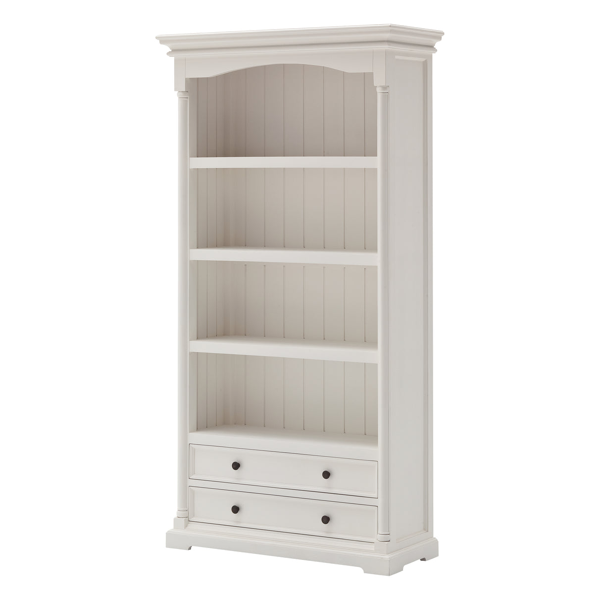 NovaSolo Provence Classic White Solid Mahogany Bookcase with Drawers