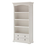 NovaSolo Provence Classic White Solid Mahogany Bookcase with Drawers