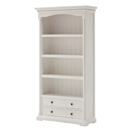 NovaSolo Provence Classic White Solid Mahogany Bookcase with Drawers
