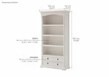 NovaSolo Provence Classic White Solid Mahogany Bookcase with Drawers