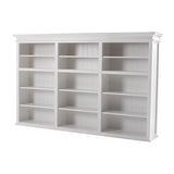 NovaSolo Halifax Triple-Bay Hutch Bookcase – Classic White Solid Mahogany Hutch Cabinet