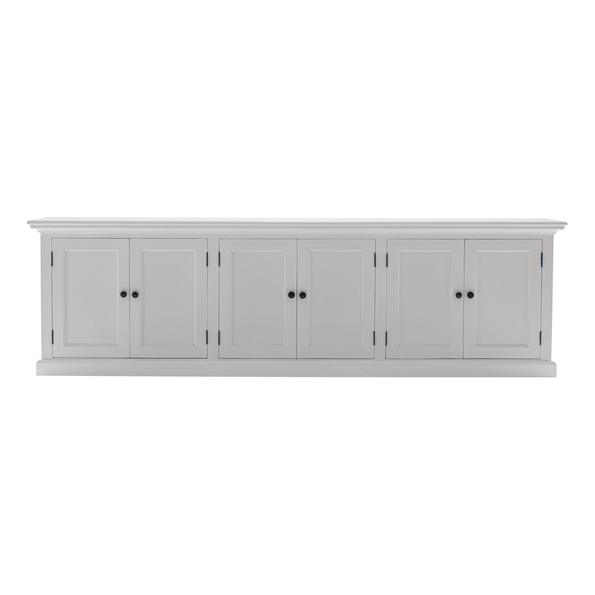 NovaSolo Halifax Triple-Bay Hutch Bookcase – Classic White Solid Mahogany Hutch Cabinet