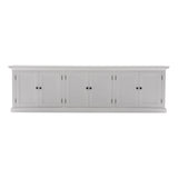 NovaSolo Halifax Triple-Bay Hutch Bookcase – Classic White Solid Mahogany Hutch Cabinet