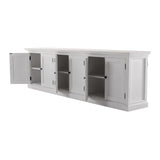NovaSolo Halifax Triple-Bay Hutch Bookcase – Classic White Solid Mahogany Hutch Cabinet