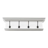 NovaSolo Halifax 4-Hook Coat Rack Wall Unit with Shelf – Classic White