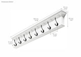 NovaSolo Halifax 8-Hook Wall Coat Rack with Shelf - Classic White