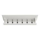NovaSolo Halifax 6-Hook Coat Rack (100cm) with Hat Shelf – Classic White Solid Mahogany