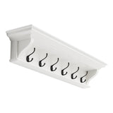NovaSolo Halifax 6-Hook Coat Rack (100cm) with Hat Shelf – Classic White Solid Mahogany