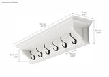 NovaSolo Halifax 6-Hook Coat Rack (100cm) with Hat Shelf – Classic White Solid Mahogany