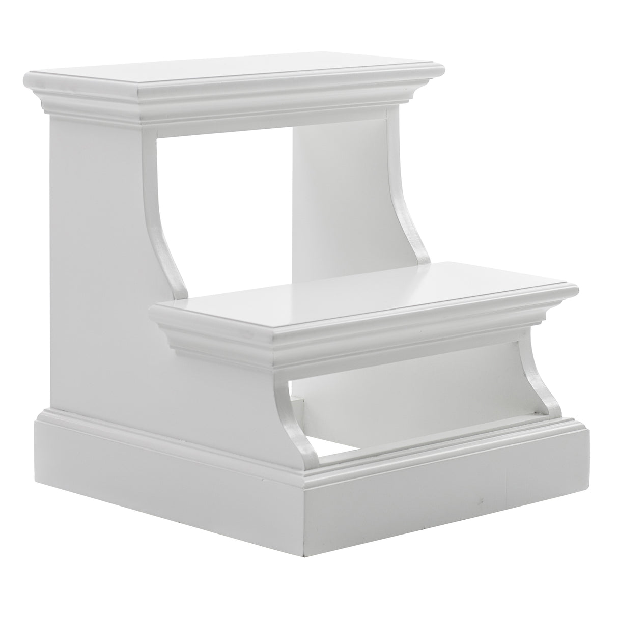 NovaSolo Halifax Bed Step Stool – Solid Mahogany, Classic White Finish