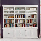 NovaSolo Halifax Triple-Bay Hutch Bookcase – Classic White Solid Mahogany Hutch Cabinet